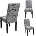 Dining Room Chair Covers Set of 4, Stretch Printed Parsons Chair Slipcovers Spandex Removable Washable Kitchen Chair Protector Cover for Dining Room, Hotel, Ceremony