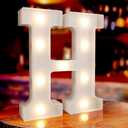 Marquee Letters H, Led Letter Lights, 26 Alphabet Battery Powered LED Light Up Name Sign, Decorative Lighted Standing Letters for Graduation Party Night Light Wedding Birthday Room Bar Wall Decor