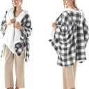 Wearable Heated Blanket - Warm Up Electric Blanket Hoodie with 6 Heat Levels, Snuggies for women, gifts for her, 50"x60", Black White Plaid