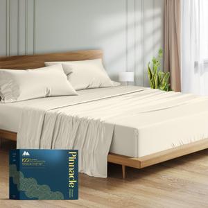 Mayfair Linen 100% Egyptian Cotton Sheets Queen Size - 1500 Series Queen Size Sheets Set Egyptian Cotton, Luxury Bedsheet (Ivory, 4 PC), Soft, Cooling, 17" Deep Pocket Sateen Weave Bedsheet Set