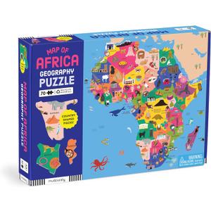 Mudpuppy Map of Africa  70 Piece Geography Puzzle with Country-Shaped Pieces and Iconic Landscapes Cultural Items and More