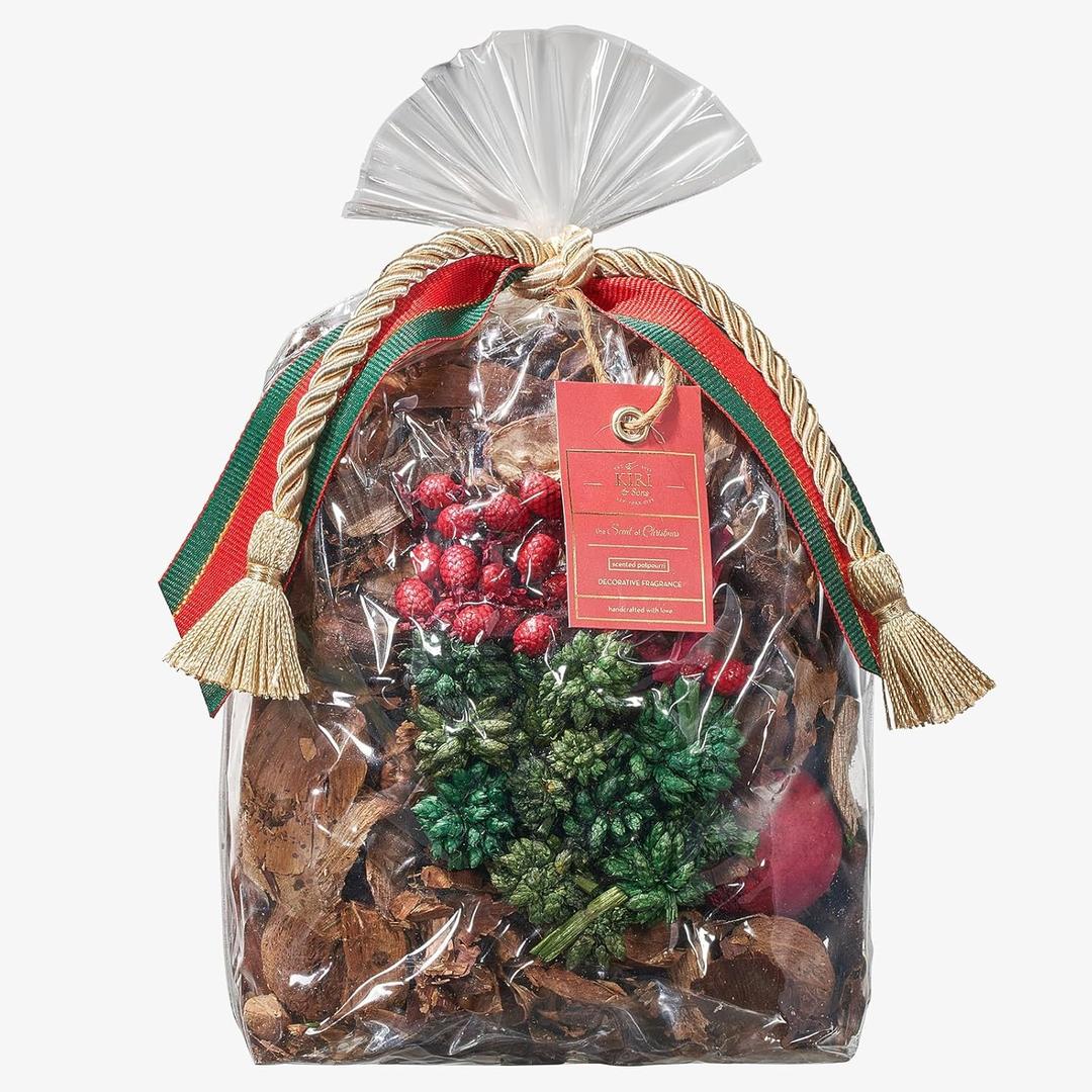 Christmas Large Potpourri Bag - The Scent of Christmas - Winter Smell Ornament, Decorative Home Scent, Durable Room Sachet Air Freshener, Botanicals Catchall Bowl Filler Decoration Xmas Centerpiece 8oz