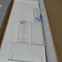Bamboo Monitor Stand Riser with Acrylic Legs for Desk, 31.5 Inches Desktop Shelf Supports for PC Computer Monitor, Laptops, Printer, Speakers (White)