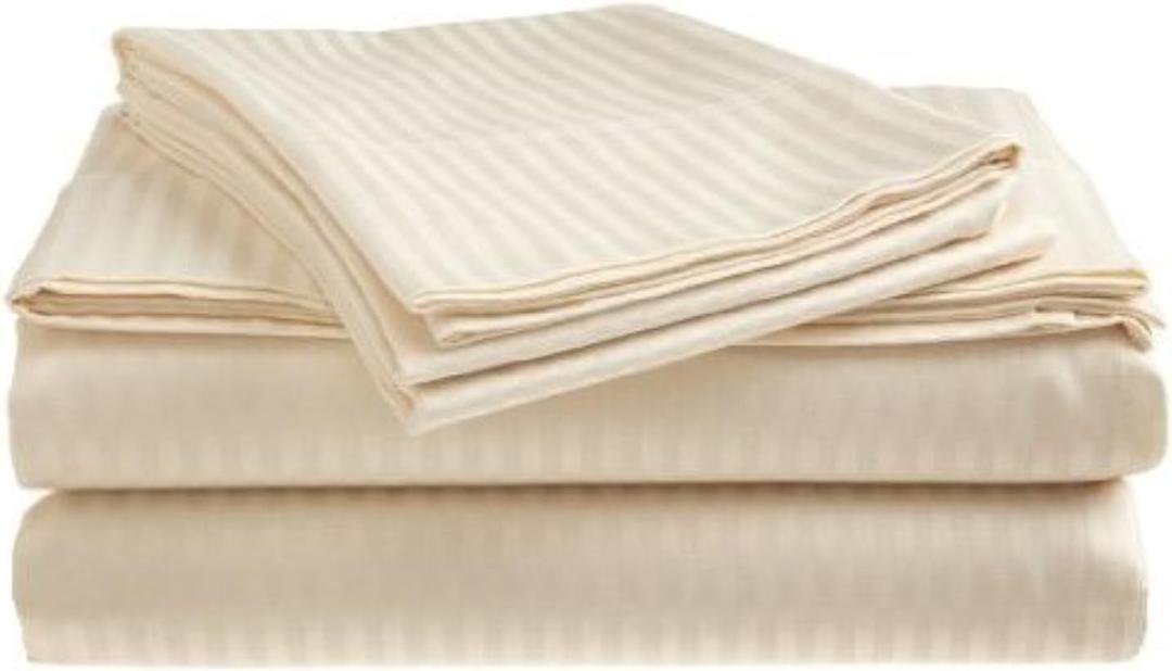 300 Thread Count Cotton Dobby Stripe Sheet Set- Assorted Colors/Sizes, Queen - Beige