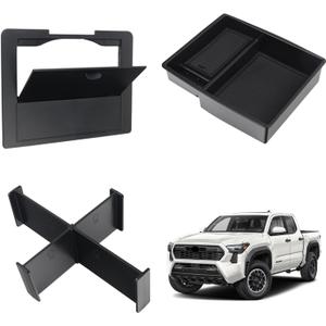 3PCS Center Console Organizer for Toyota Tacoma 2024 2025 2026,Center Console Hidden Box for Toyota Tacoma Accessories,Armrest Hidden Storage Box and Dividers Organizer