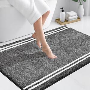PURRUGS Bathroom Rug Non-Slip Machine Washable 30" x 46", Super Absorbent and Quick Dry Shaggy Microfiber Bath Mat, Extra Soft and Plush Bath Rug for Bathtub, Shower and Sink, Charcoal