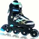 Adjustable Inline Skates for Kids and Teens Ages 4-16, All 8 Wheels of Inline Roller Skates Light Up, Safe and Fun Illuminating for Outdoor Indoor Sports
