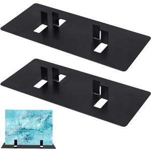 AHANDMAKER 2 PCS Metal Display Stand, Rectangular Tabletop Display Easel with Black Base Portable Stand for Book, Plaque, Photo, Platter, Collectibles Ceramic Tiles Decoration