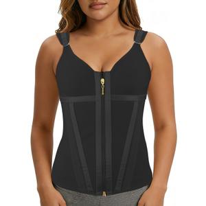 MAGICFAJAOS Waist Trainer Corset for Women Belly Fat Tummy Control Sport Workout Body Shaper Vest for Women Postpartum (Black, L)