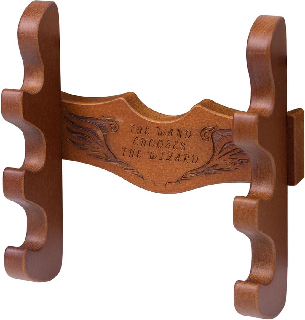 Wooden Wand Display Stand Wall Mount, 3-Tier Wand Holder, 3 Slots Wizard Wand Stand Display Wood Wand Holder Sword Stand Display Shelf for Collectibles Wooden Wand Display for Wizard Wand Home Office Display Halloween Decoration