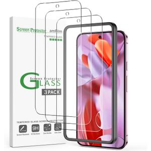 amFilm Designed for Google Pixel 9 Pro XL 6.8" 2024 Screen Protector Tempered Glass,Ultrasonic Fingerprint Compatible, with Easy Installation Frame, Anti Scratch, Bubble Free, Case Friendly, 3 Pack