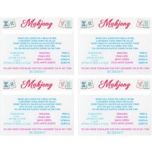 Mahjong Line Finder, 4 Pack Bright Mahjong Rules Helper Reader Beginner-Friendly Mahjong Accessories (White)