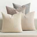 MIULEE Pack of 4 Couch Throw Pillow Covers 18x18 Inch Neutral Beige/Brown Soft Decorative Chenille Pillow Covers Farmhouse Accent Cushion Covers for Boho Spring Home Decor Sofa Bedroom Living Room