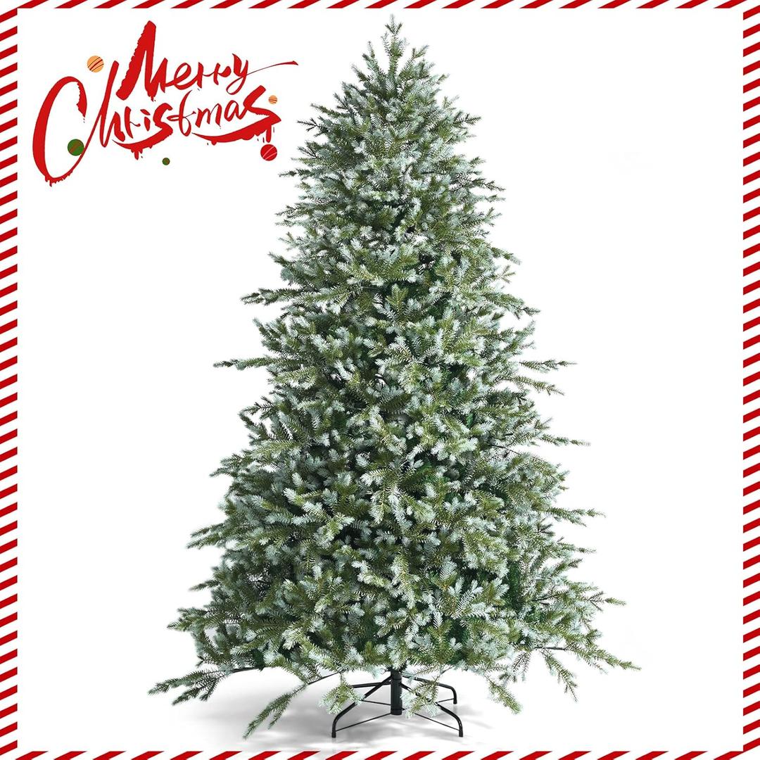 8FT Christmas Tree with 1658 Realistic Branches, Hinged Spruce Full Tree with Solid Metal Stand, Xmas Pine Tree for Home Office Party Decoration, New PE & PVC Material 8FT Christmas Tree with 1658 Realistic Branches, Hinged Spruce Full Tree with Solid Metal Stand, Xmas Pine Tree for Home Office Party Decoration, New PE & PVC Material