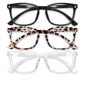 Gaoye Stylish Blue Light Glasses for Woman - Computer Glasses 99% Blue Light Blocking - Lightweight TR90 Frames - 3 pack