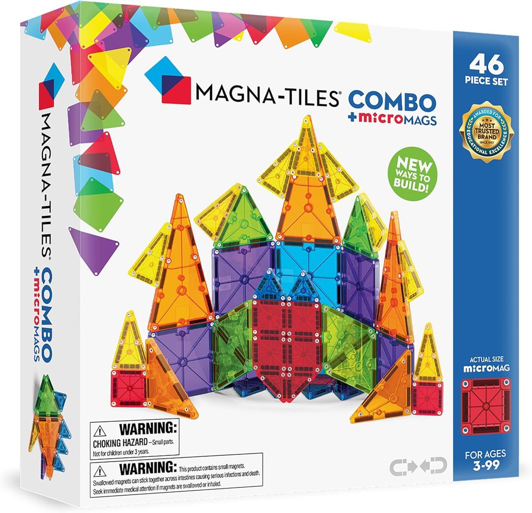MAGNA-TILES Combo 46-Piece Magnetic Construction Set, The Original Magnetic Building Brand