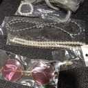 7 Pcs Old Lady Cosplay Set Old Lady Wig Glasses Necklace