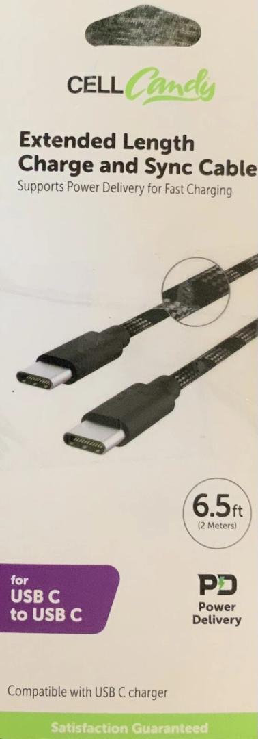 Cell Candy Extended Length Charge and Sync Cable 6.5ft