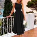 ZESICA Women's Spring Sleeveless Cocktail Dresses 2026 Summer Crewneck Flowy Wedding Guest Party A Line Midi Dress (M)