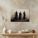 Vintage Halloween Three Witches Posters Witchy Canvas Prints Dark Academia Wall Art Goth Decor Rustic Witch Poster Horror Spooky Moody Aesthetic for Living Room Bedroom Home 12x16inch Framed (12L" x 16W")