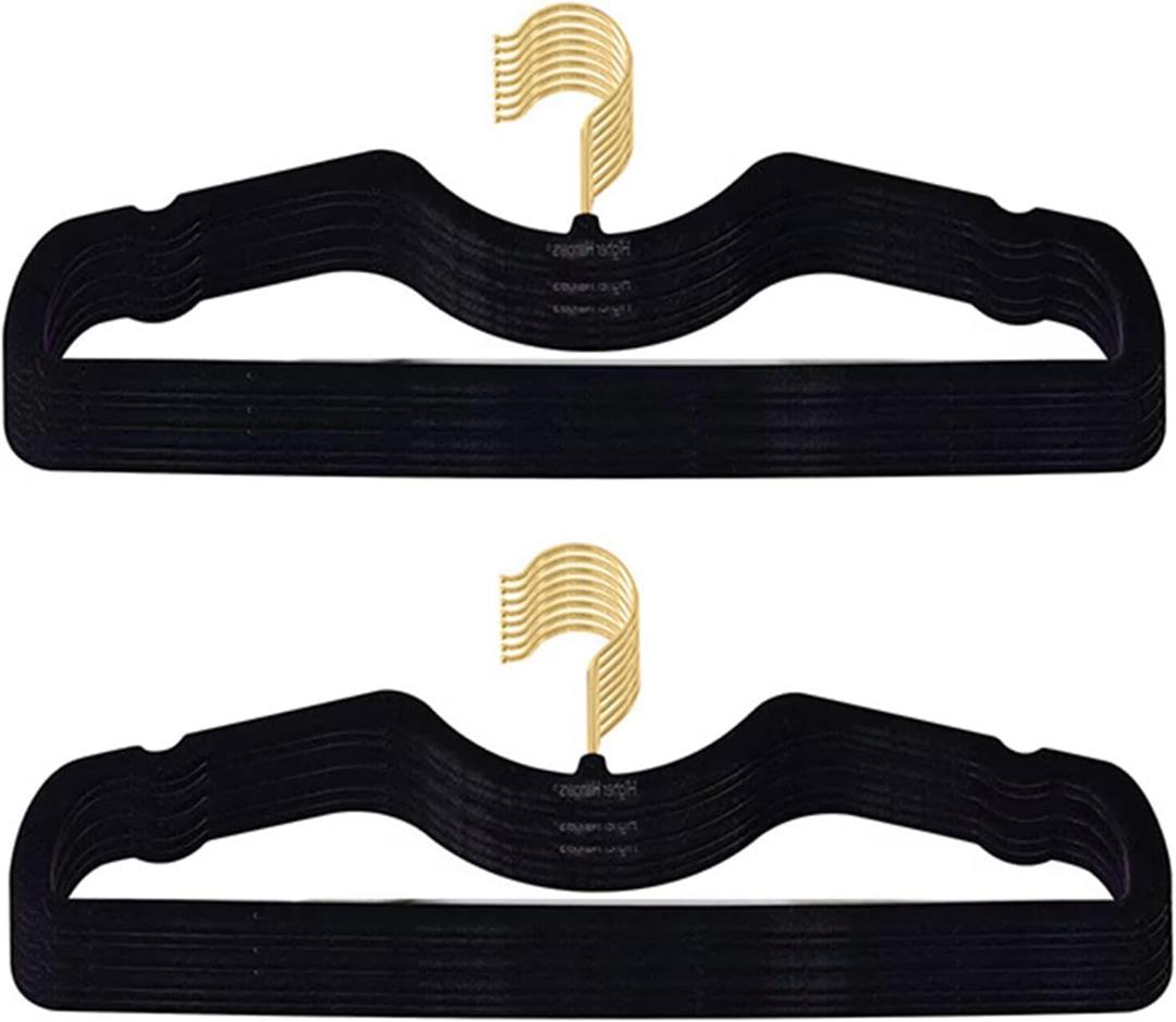 Velvet Hangers 50 Pack, Ultra Slim & Short Neck Hanger, 360 Swivel Hook, Space Saving Durable Non-Slip Felt Hangers,Black b
