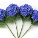 4 Pcs Faux Hydrangeas Real Touch Hydrangea Artificial Flowers Latex Large Fake Flower Long Stems for Wedding Home Party Table Centerpieces Decor (Blue)