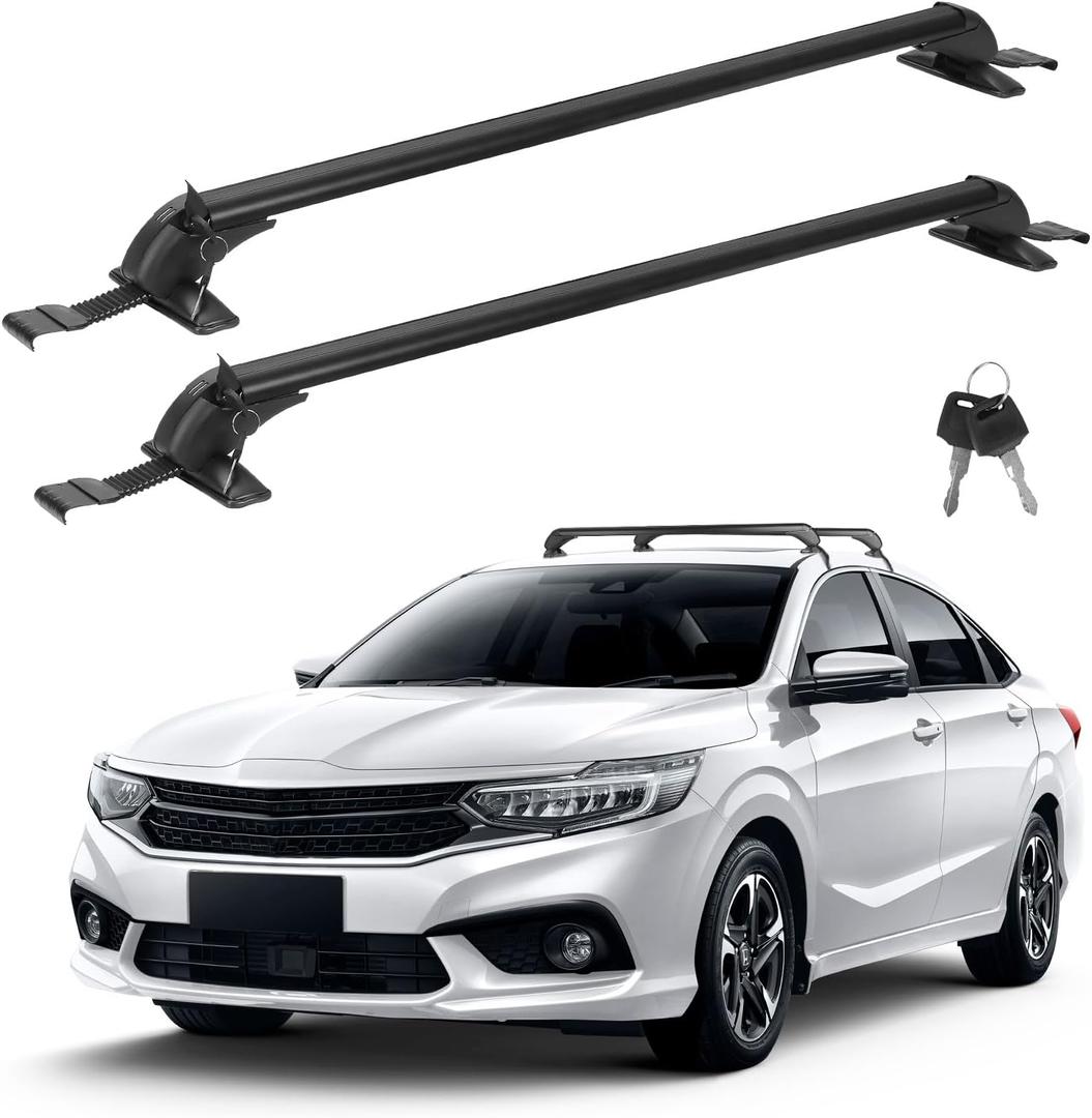 Universal Car Roof Rack 42.91in-44.88in, Heavy-Duty Aluminum Adjustable Roof Rack Cross Bars for Kayak, Bike, Luggage, Roof Rails with Theft Lock for Bare Roof Cars, 165lbs Load Capacity (43")