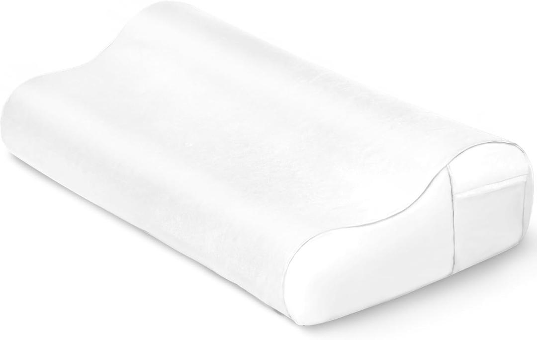 Thickened Satin Pillowcase for Contour Memory Foam Pillows, 24" x 14" x 5.1"/3.5" Cervical Pillow Case, Soft Pillow Cover Only (White)