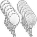 Qunclay Only 8 Pcs Vintage Handheld Mirror, 9.8" L x 4.5" W Small Sliver Embossed Portable Princess Mirror for Classroom Kids Princess Party Favors Travel
