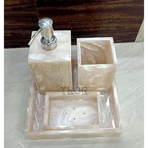 Stylish Luxury Bathroom Sets Stone - Bathroom Accessories Decor/Soap Dispenser, Tooth Brush Holder and Soap Dish and Towel Tray Set of 4 Rustic Vintage Home Decor Gifts