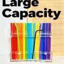 3 x 9.8 inch double-layer removable and washable Large Acrylic Cabinet Straw Holder Organizer with Traceless Nano Adhesive Space-Saving Storage Rack for Cabinet Door, Clear Straw Cabinet Holder
