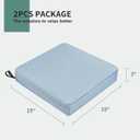 Outdoor Chair Cushions 19x19 Inch, Water Repellent Patio Seat Cushions with Adjustable Straps, Fade Resistant All Weather Pads for Garden Lawn Patio Furniture, Set of 2, Light Blue
