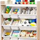 MallBest Kids Toy Organizer with 9 Bins  4-Tier 100% Solid Wood Storage Shelf for Playroom or Nursery, Natural Wood Kids Storage Cabinet (Regular)