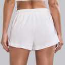 Blooming Jelly Athletic Shorts for Women High Waisted Running Shorts Zip Pocket Gym Elastic Workout Quick Dry Sporty (White, M)