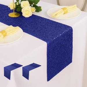 2 Packs Royal Blue Glitter Sequin Table Runners- 12"x72" for Birthday, Wedding, Pre-Wedding Party, Celebration, Festival Decoration