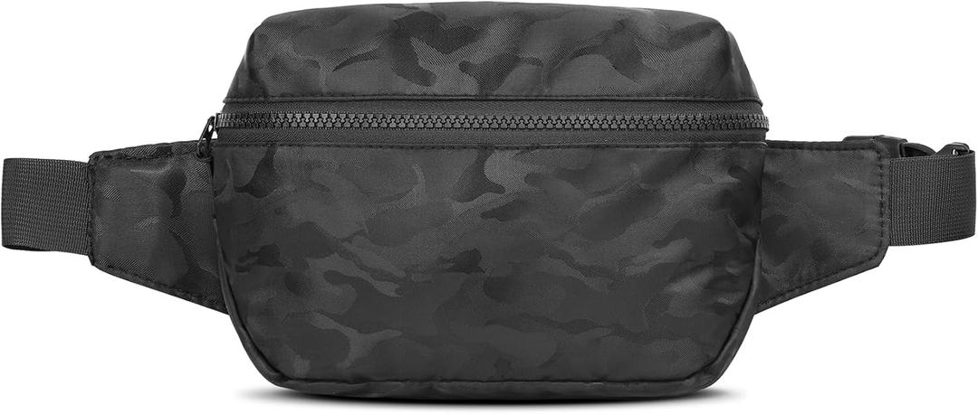 2 x Fanny Pack Waist Belt Bag Fashion Fanny Women and Men Gift Waist Pack With Adjustable Strap For Travel Running 2L Camo Black