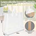 50 Pcs 18" x 14" x 6" Large Plastic Frosted Shopping Gift Bags for Small Business with Handles Reusable Packaging Clear Gift Merchandise Bags for Retail Shops Trade Show