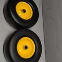 13x5.00-6 Flat Free Lawn Mower Tire and Wheel, Smooth Tread Tire for Lawnmower, Installed 3/4" Bearing with Extra 5/8" Bearing, 3.25"-5.9" Centered Hub, 2 PCS