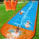Slip Water Slide, 22ftx2 Lane Slip Water Slide for Kids Backyard Lawn,Summer Water Toys Outdoor Sprinkler with 2 Sliding Racing Lanes and 2 Inflatable Bodyboards