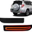 Red Lens LED Rear Reflector Bumper Turn Signal Brake Lamp Fog Light Assembly Compatible With Toyota RAV4 2006-2012/Scion xD 2008-2014 (SMOKED)
