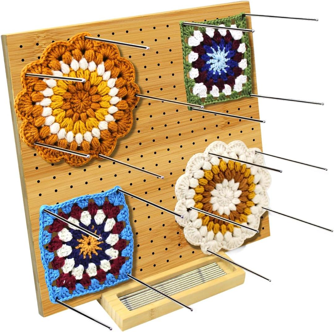 LIVSMON 11.8" Blocking Board with 20 Steel Pins, Handcrafted Knitting Blocking Mat for Knitting and Granny Squares, Crochet Gifts for Crocheters LIVSMON 11.8" Blocking Board with 20 Steel Pins, Handcrafted Knitting Blocking Mat for Knitting and Granny Squares, Crochet Gifts for Crocheters
