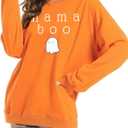 JINTING Mommy and Me Matching Outfits Halloween Little Boo Sweatshirt Spooky Mama Long Sleeve Shirt Tops (Orange)
