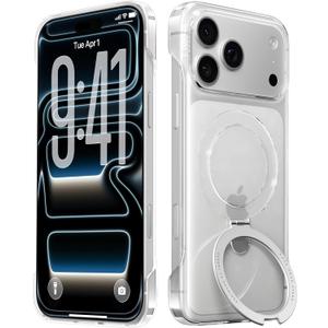 TORRAS Ostand Ultra Slim for iPhone 17 Pro Case Clear 6.3'', [Never Yellow] Magnetic Stand [Fit for MagSafe], Frameless with Thin Minimalist Case for iPhone 17 Pro, Hard PC Protection