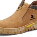 GLANOUDUN Welding Work Boots for Men Slip on Steel Toe Shoes for Men Indestructible Steel Toe Boots Welder Men's Working Shoes Fireproof Safety Footwear for Construction Men's Work & Safety Footwear (10, 3005 Brown)