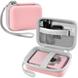 Leayjeen Digital Camera Case Compatible with CAMKORY/KODAK PIXPRO FZ45/FZ55/Canon PowerShot ELPH 180/ Sony DSCW800/ FHD 1080P 44MP Point Digital Camera,Compact Digital Camera-Pink (Case Only)