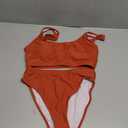 Pink Queen Women's Crop Top High Waisted Cheeky Bikini Set Two Piece Swimsuits, Medium, Burnt Orange