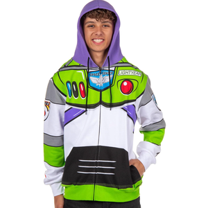 Disney Pixar Toy Story Men's I Am Buzz Lightyear Astronaut Costume Adult Sweatshirt Zip Hoodie, XXL