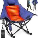 Suteck Heated Rocking Camping Chair, XL Oversized Rocking Chair Outdoor with 3 Heat Levels for Back and Seat, Heated Chairs Outdoor Sports W/20,000mAh Power Bank for Patio Lawn Picnic Travel