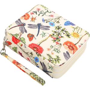 Lbxgap Portable Colored Pencil Case-72 Slots Colored Pencil Case Organizer with Zipper for Watercolor Pens or Markers, Pencil Case Organizer for Artist (White)