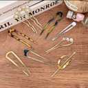 12 PCS French Hair Pins for Women, French Twist Hair Pins U-Shaped Pearl French Pins for Bun and Updo Hair Styling Pins, Metal Hair Fork Hair Accessories for All Hair Types